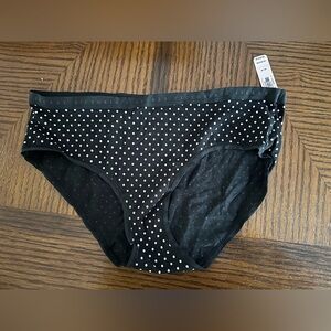 Victoria's Secret Black with pink Polka Dot Panty hiphugger size medium new